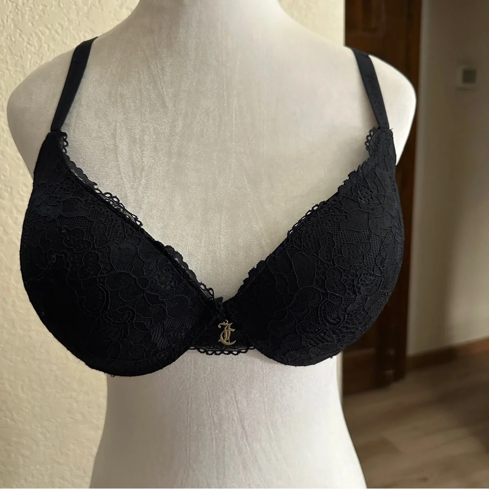 Juicy Couture Black Padded‎ Underwire Adjustable Bra Size 38C